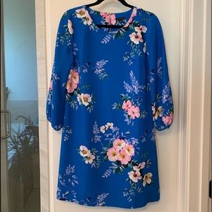Blue floral sheath dress